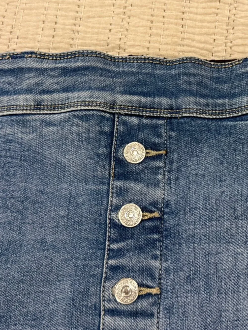 Coco and Carment Button Front Denim Mini Skirt Women Large Stretch Elastic